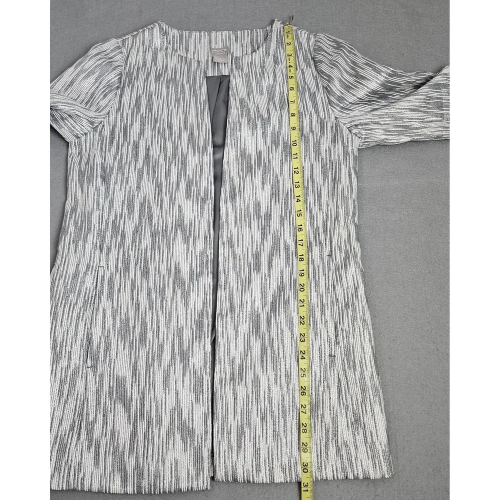 Chico's Travelers Textured Lurex Jacket Sz 0 US S 4 6 Gray‎ Metallic Silver